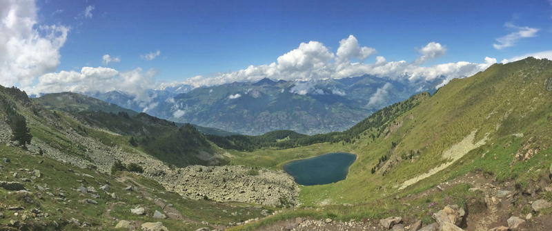 Lokalitet for Bjergblåfugl, Agriades glandon.. Lago di Chamolè 2300-2500 m., Pila, Aosta, Italien d. 28 juli 2021. Fotograf; Emil Bjerregård