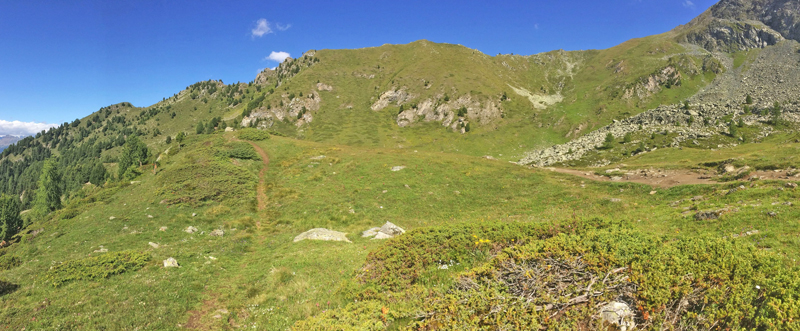 Lokalitet for Klippeblåfugl, Polyommatus eros. Lago di Chamolè 2300-2500 m., Pila, Aosta, Italien d. 28 juli 2021. Fotograf; Emil Bjerregård