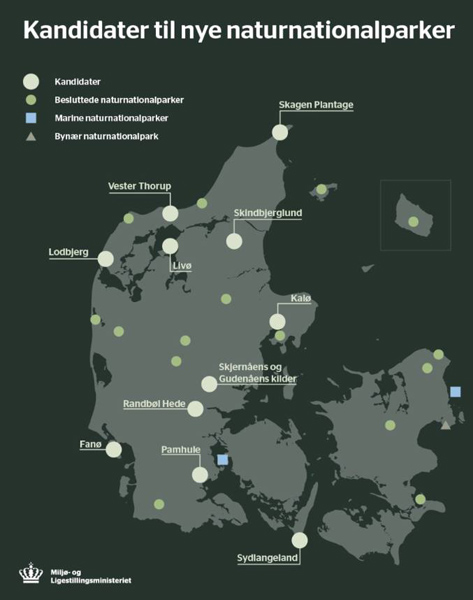 S ER BRUTTOLISTEN MED 11 NAVNE OVER POTENTIELLE NYE NATURNATIONALPARKER OFFENTLIGGJORT