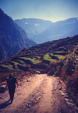 Dhunche, Langtang, Nepal i 1800 m. februar 2000. Fotograf: Lars Andersen