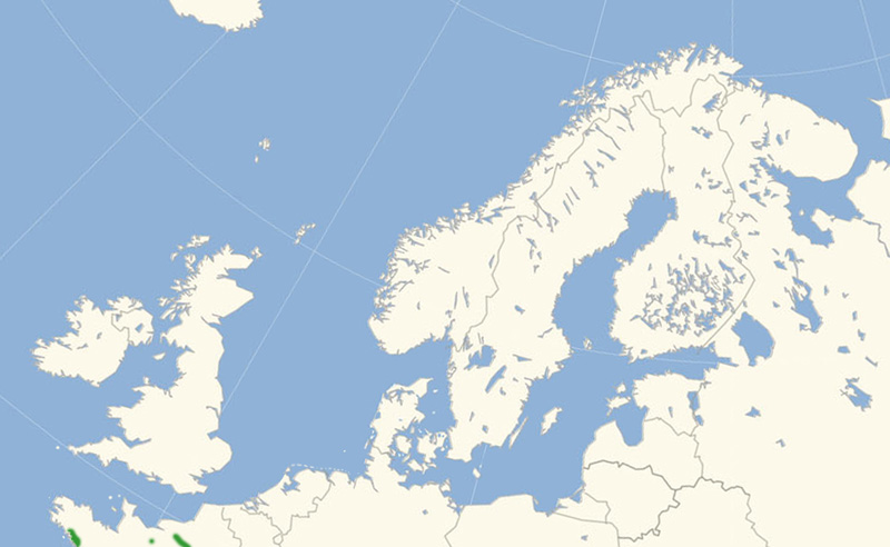 Sydlig Hvid Admiral nordeuropæisk udbredelseskort lavet af Lars Andersen november 2017