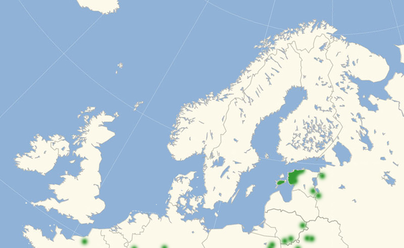 Gylden Pletvinge  Nordeuropisk udbredelse 2010-17. Kort lavet i september 2017 af Lars Andersen